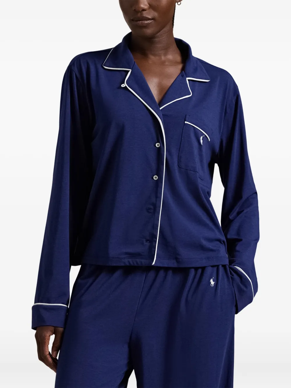 Polo Ralph Lauren Pyjama met lange mouwen en afwerking Blauw