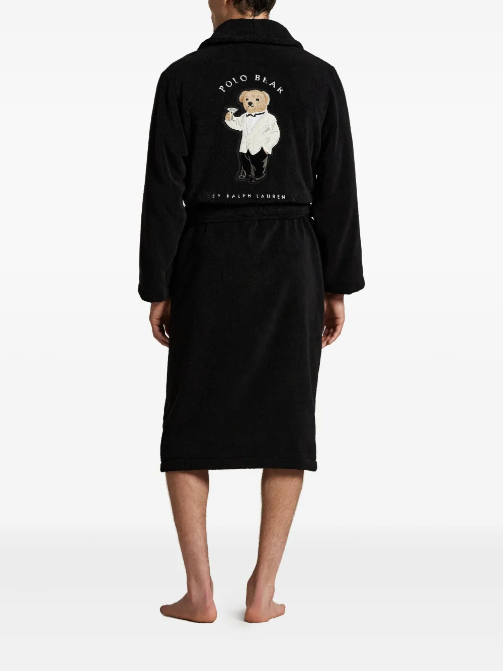 Polo Ralph Lauren Badjas met geborduurde beer Zwart