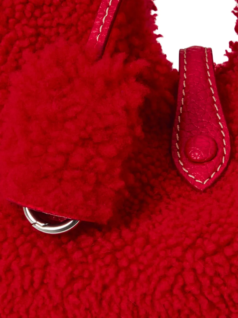 Polo Ralph Lauren Shearling Leather-trimmed Tote Bag In Red