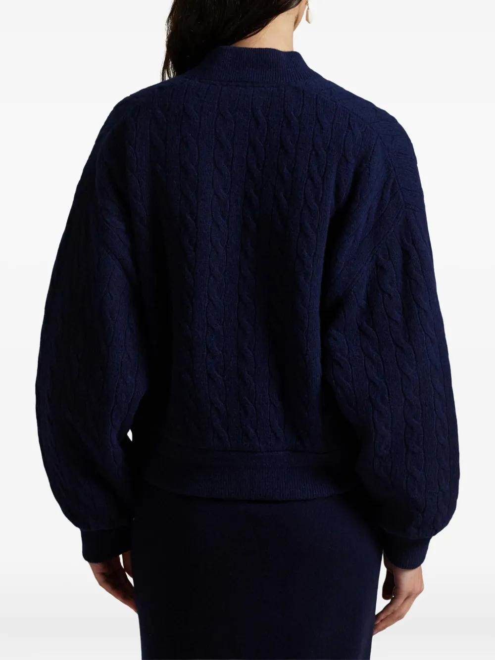Polo Ralph Lauren Cable-knit Bomber Jacket In Blue
