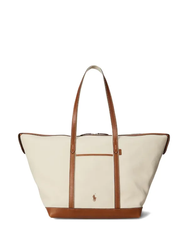Polo Ralph Lauren Bellport leather-trimmed canvas tote bag