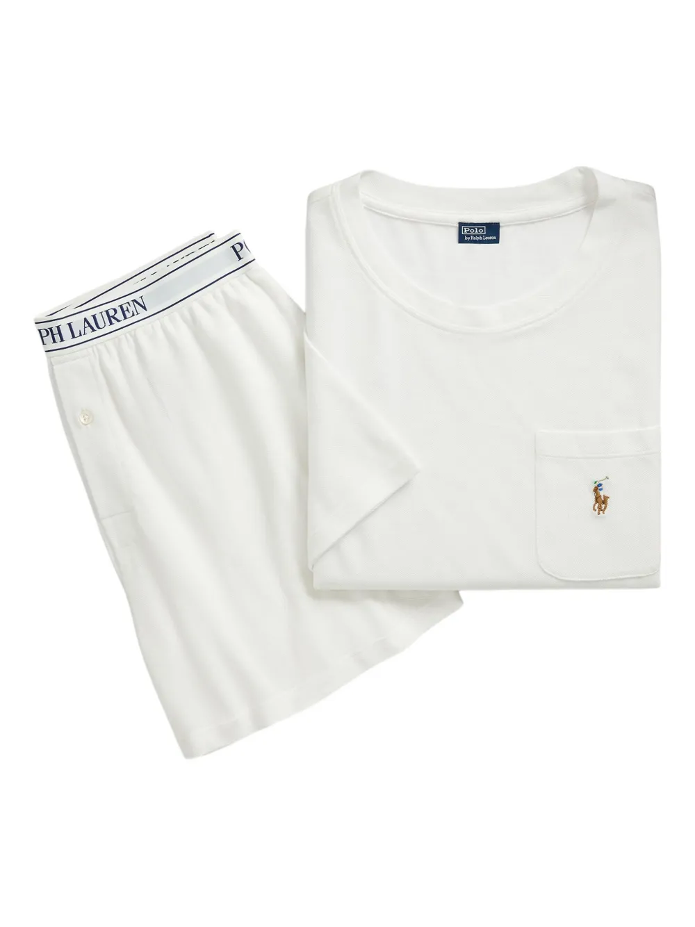Polo Ralph Lauren logo-waistband cotton pyjama set Wit