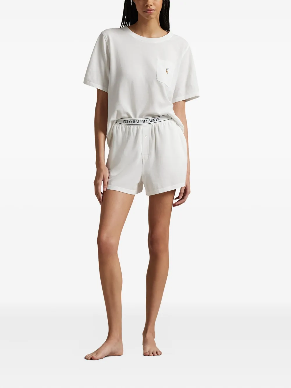 Polo Ralph Lauren Katoenen pyjamashorts met logoband Wit
