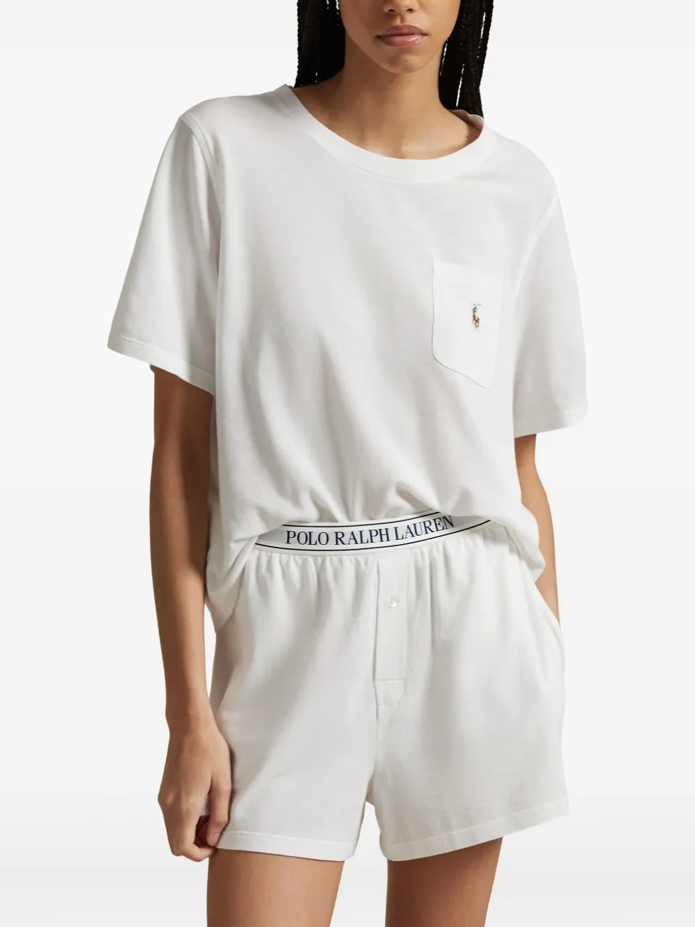 Polo Ralph Lauren Katoenen pyjamashorts met logoband Wit