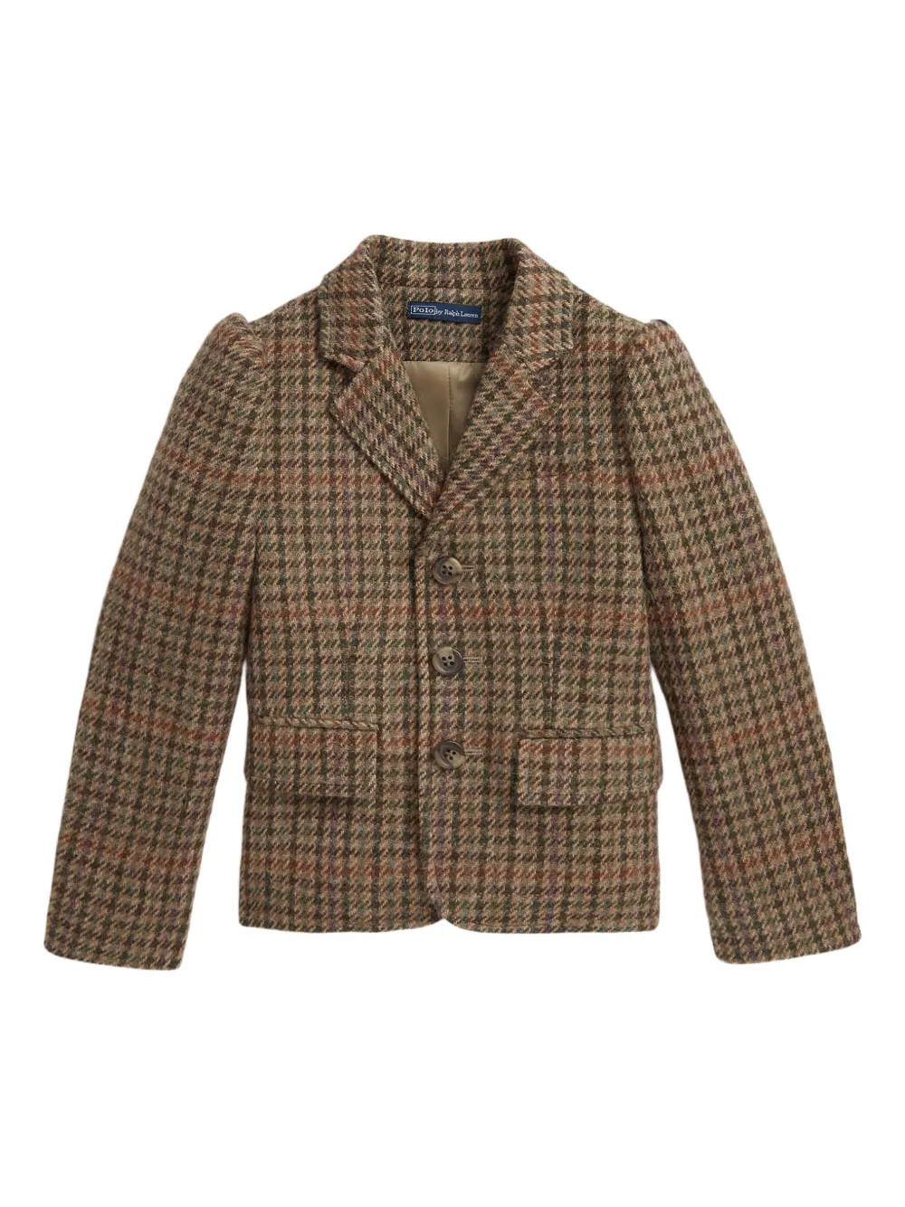 POLO RALPH LAUREN KIDS ハウンドトゥース パフスリーブ ジャケット - ブラウン POLO RALPH LAUREN KIDS ハウンドトゥース パフスリーブ ジャケット - ブラウン