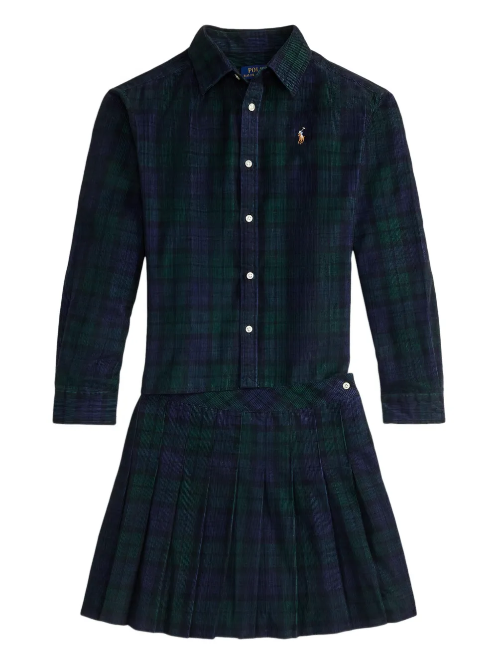 POLO RALPH LAUREN KIDS plaid-check skirt and shirt set | Blue | Image 1