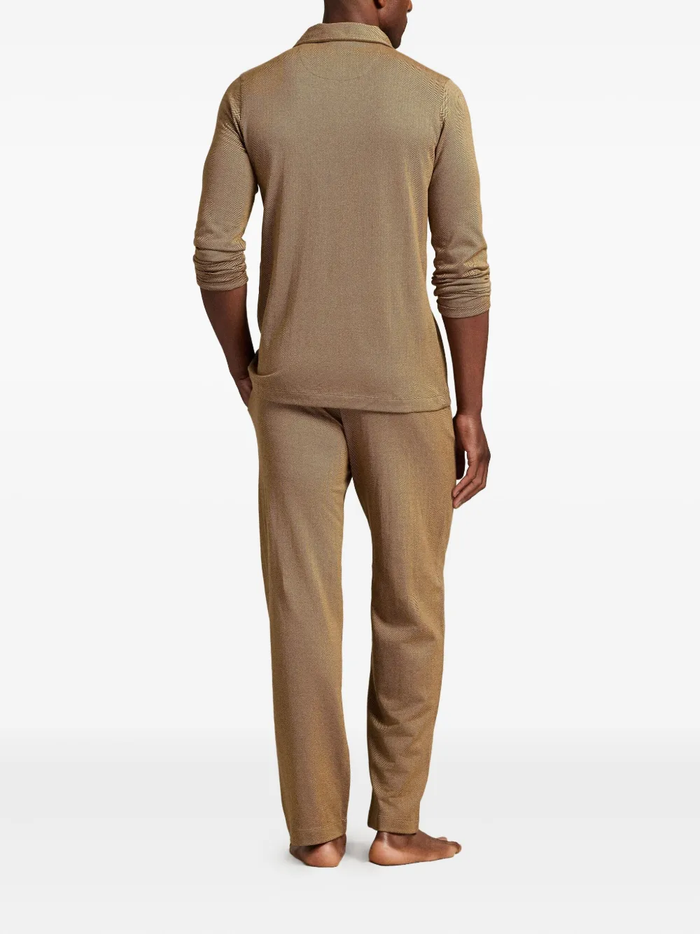 Polo Ralph Lauren Herringbone Long-sleeve Pyjamas Set In Brown