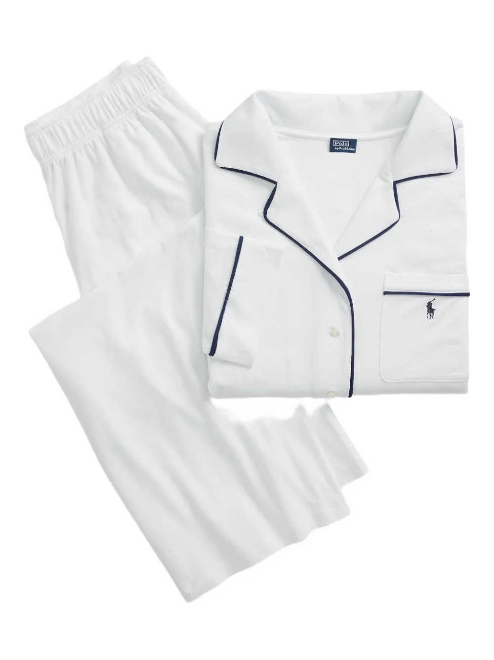 Polo Ralph Lauren Long-sleeve Piped Pyjama Set In White