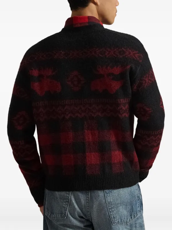 Polo Ralph Lauren Moose Check Cardigan Red FARFETCH BH