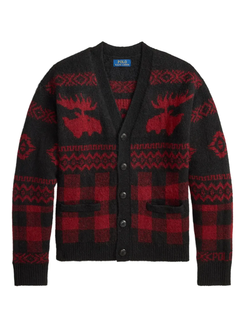 Polo Ralph Lauren moose check cardigan | Red | Image 1