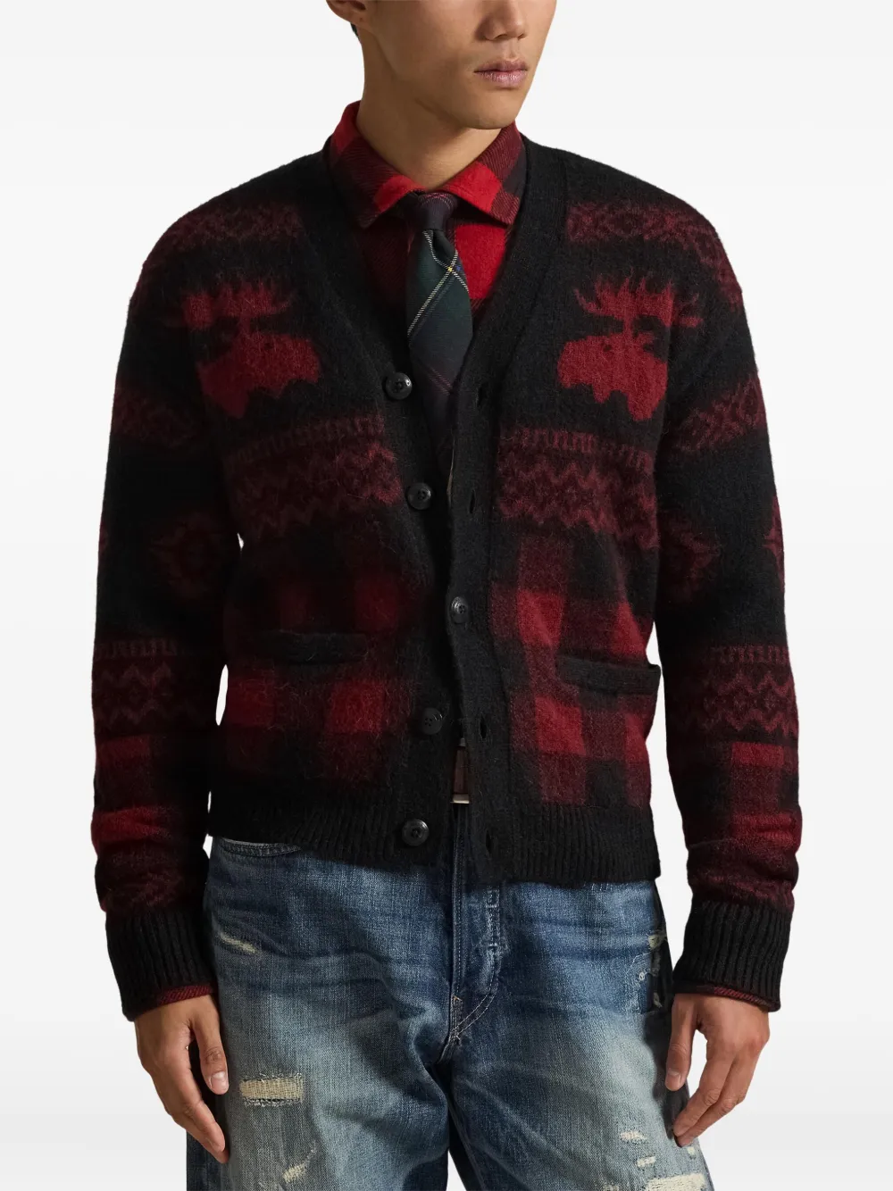 Polo Ralph Lauren Moose Check Cardigan In Multi