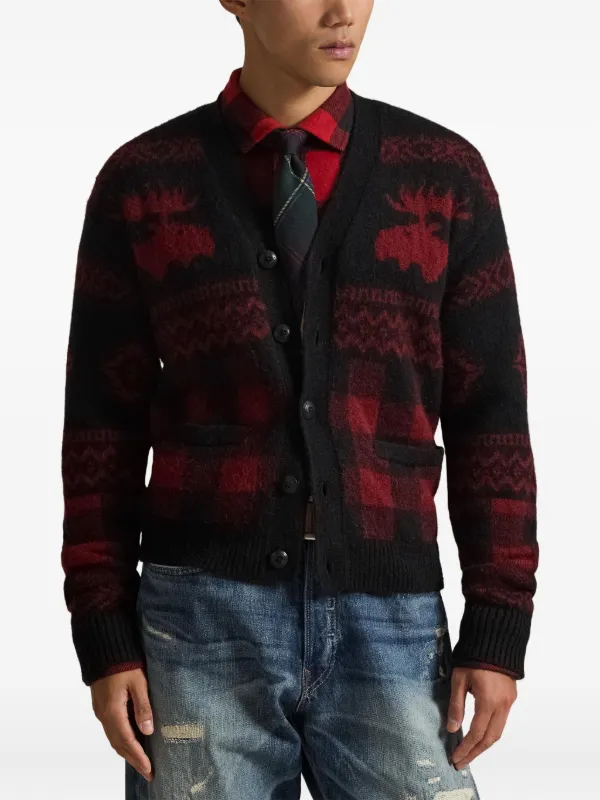 Polo Ralph Lauren Moose Check Cardigan Red FARFETCH ZA