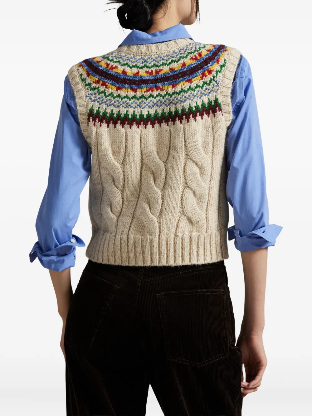 Polo Ralph Lauren Fair Isle mouwloze gebreide top Beige