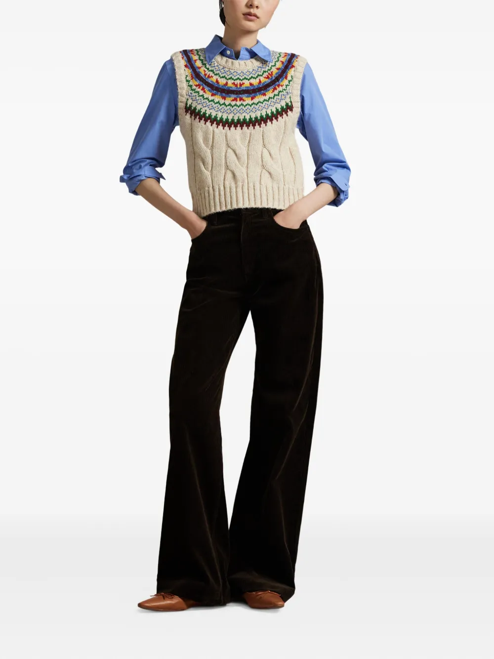 Polo Ralph Lauren Fair Isle sleeveless knit vest | Knitted Tops | Image 2