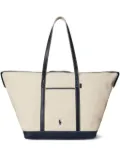 Polo Ralph Lauren Bellport leather-trimmed canvas tote bag - Neutrals