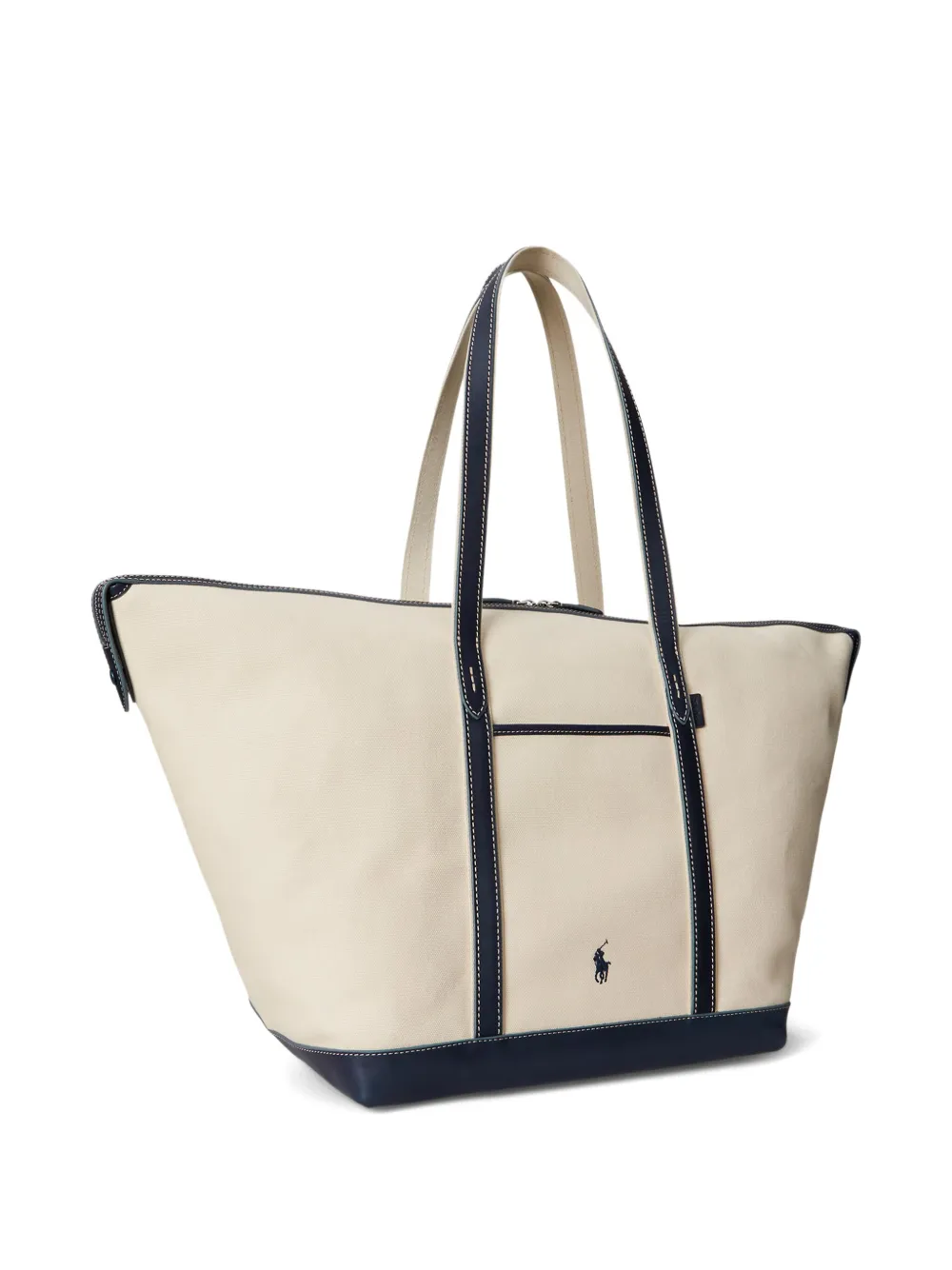 Polo Ralph Lauren Bellport canvas shopper met leren afwerking Beige