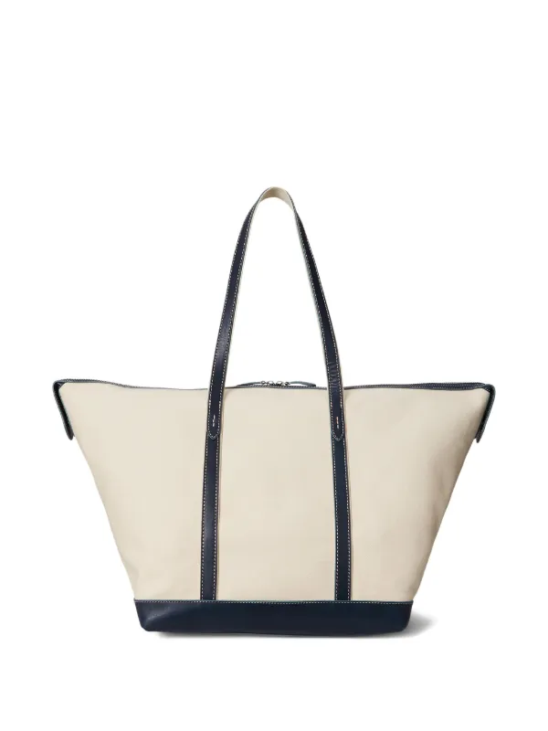 バッグ Polo Ralph Lauren Canvas Leather Bag Polo Ralph Lauren Canvas and Leather Medium Tote Bag