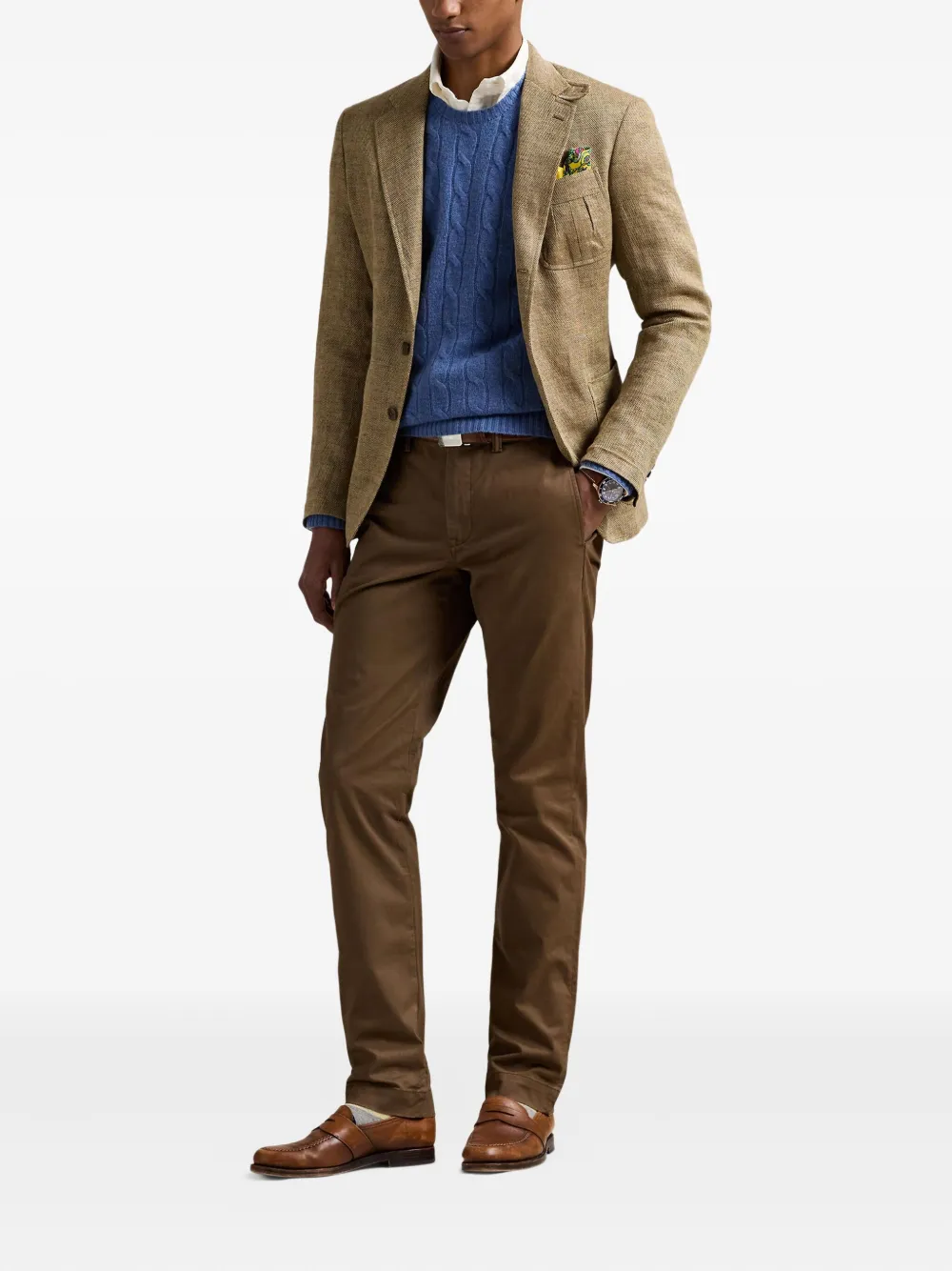 Polo Ralph Lauren Stretch twill broek met platte voorkant Bruin