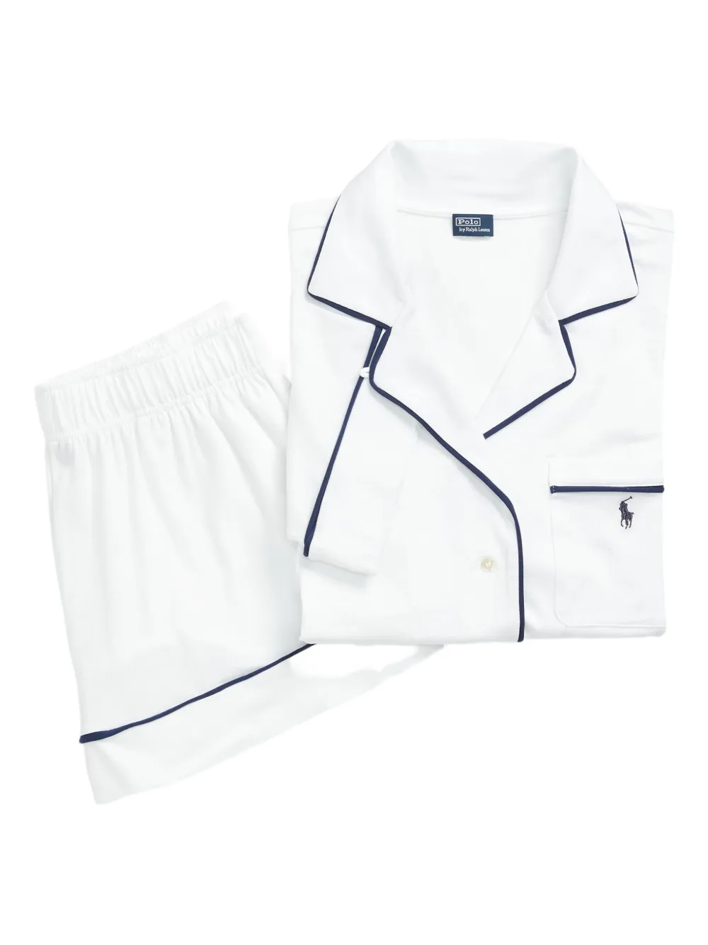 Polo Ralph Lauren Short Sleeve And Shorts Piped Pajama Set In White