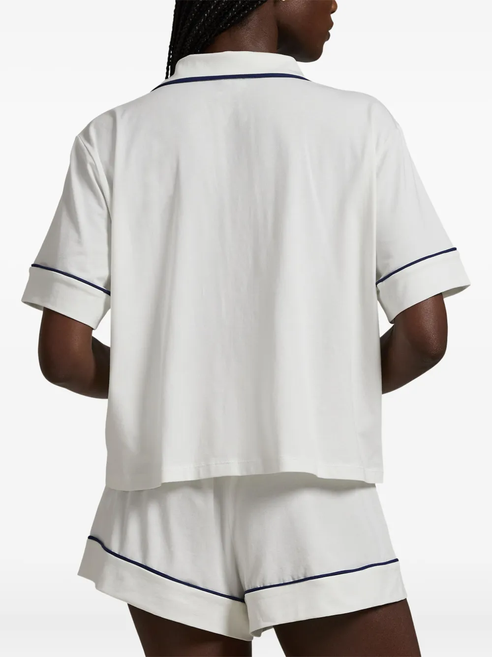 Polo Ralph Lauren short-sleeve piped-trim pyjama set Wit