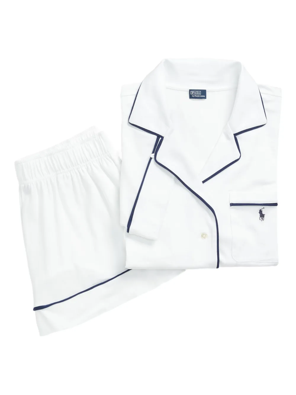 Polo Ralph Lauren short-sleeve piped-trim pyjama set Wit