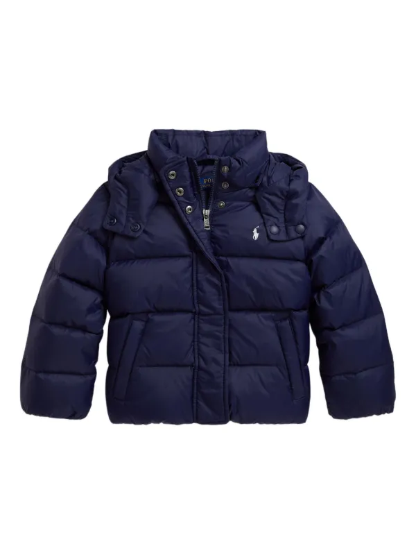 POLO RALPH LAUREN KIDS Quilted Hooded Puffer Jacket Blue