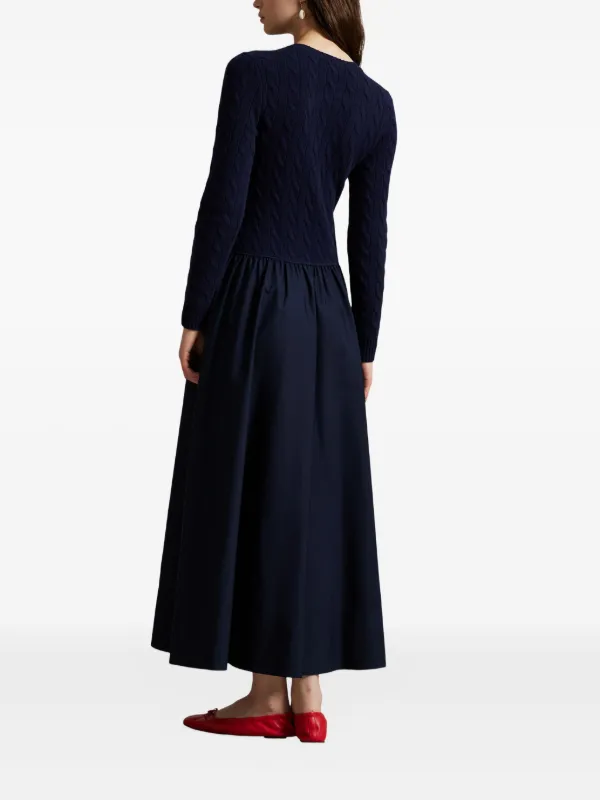 Polo Ralph Lauren ケーブルニット フレアドレス | ブルー | FARFETCH JP
