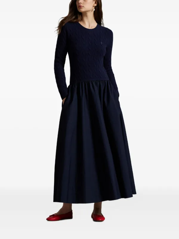 Polo Ralph Lauren cable-knit Flared Dress | Blue | FARFETCH Polo Ralph Lauren cable-knit Flared Dress | Blue | FARFETCH
