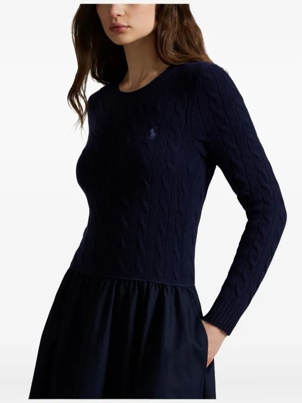 Polo Ralph Lauren ケーブルニット フレアドレス | ブルー | FARFETCH JP