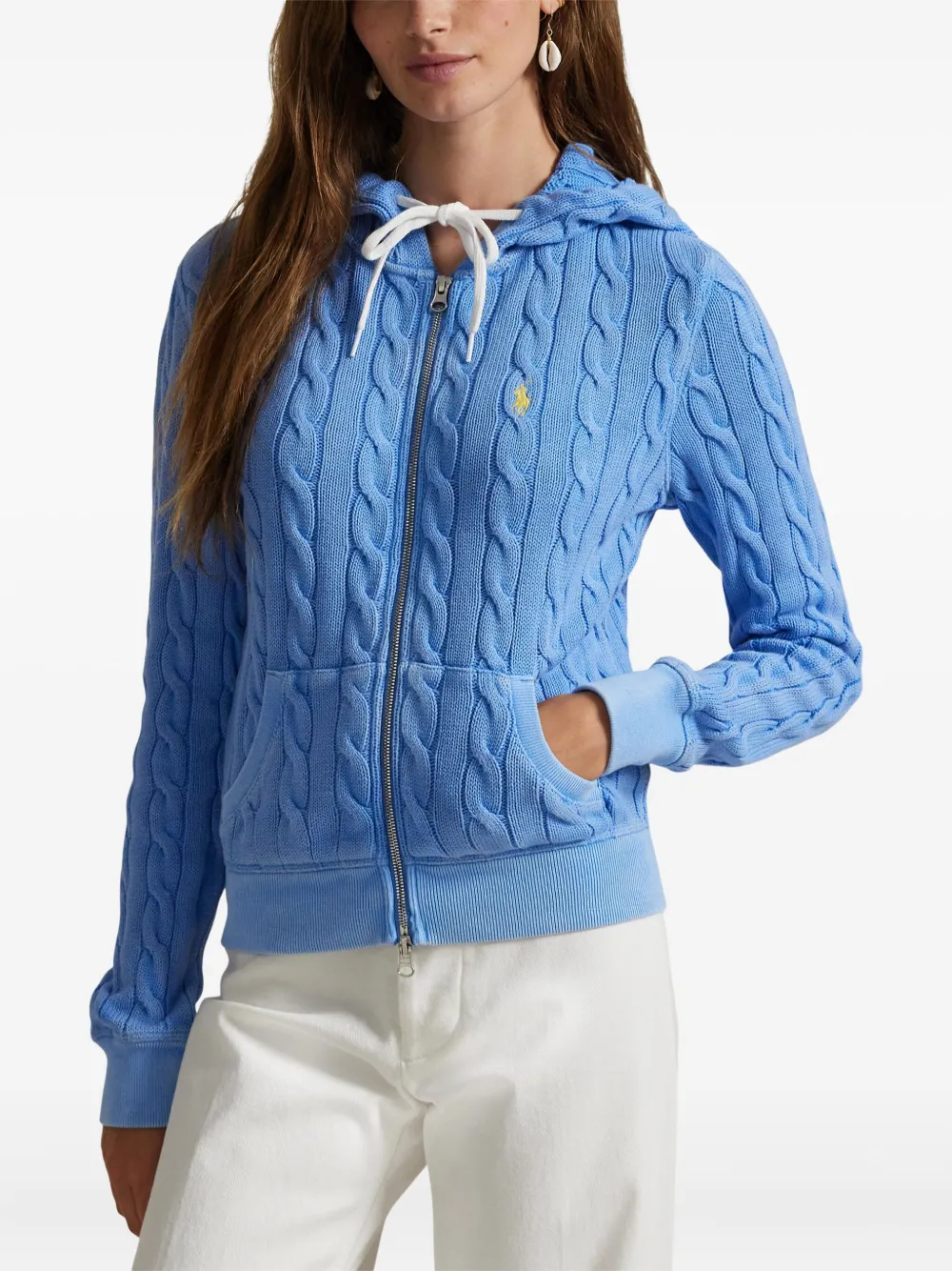 Polo Ralph Lauren Kabelgebreide hoodie Blauw