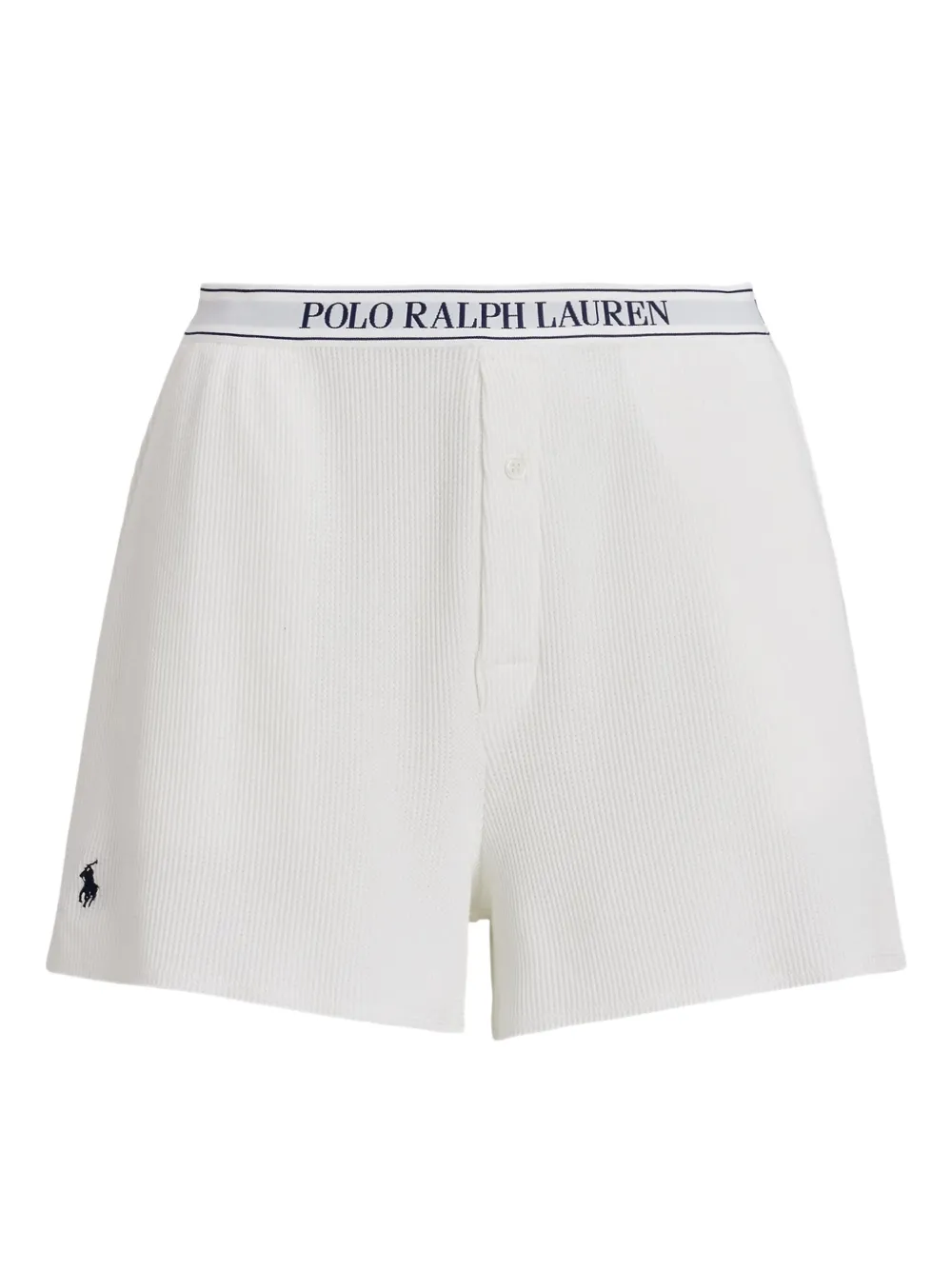 Polo Ralph Lauren Wafelgebreide pyjamashorts met logoband Wit