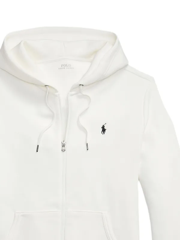 Polo Ralph Lauren Double Knit zip-up Hoodie White FARFETCH IN