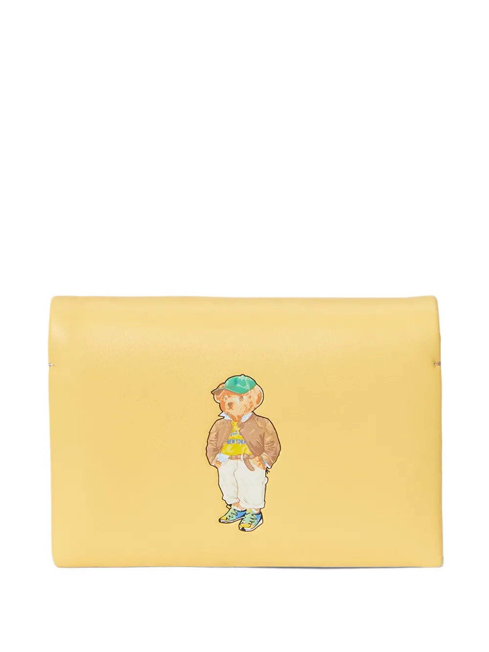 Polo Ralph Lauren Polo Bear Flap Cardholder In Gold