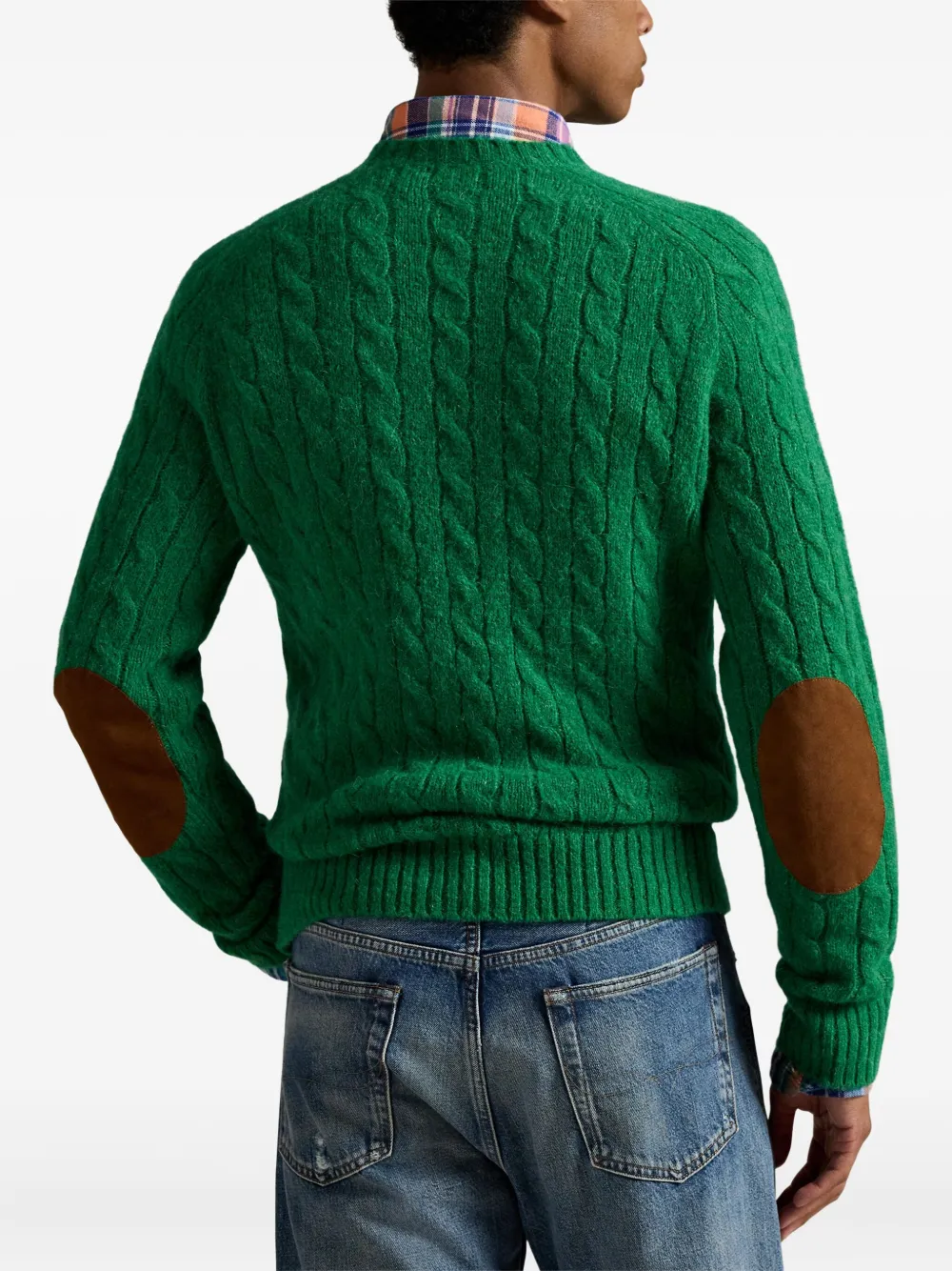 Polo Ralph Lauren Kabelgebreide trui met elleboogpatch Groen