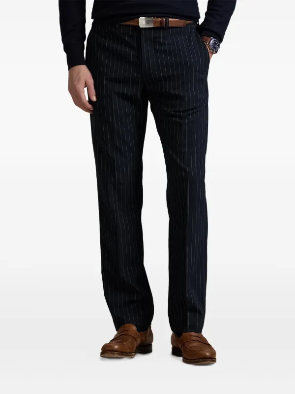 Polo Ralph Lauren Pinstripe flat-front Trousers | Blue | FARFETCH CA