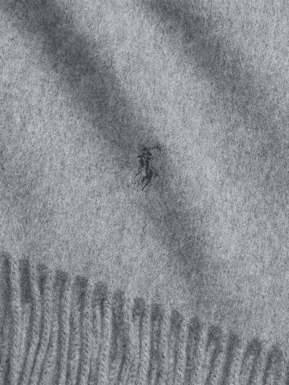 Polo Ralph Lauren Fringed Cashmere Scarf In Gray