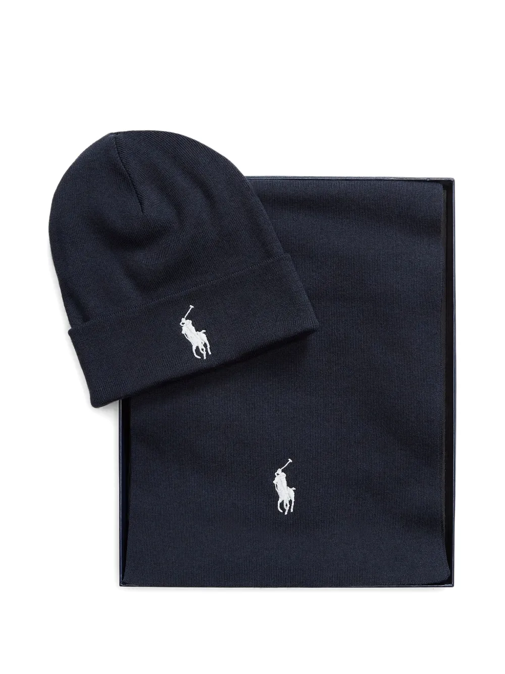 Polo Ralph Lauren Logo-embroidered Hat And Scarf Set In Black