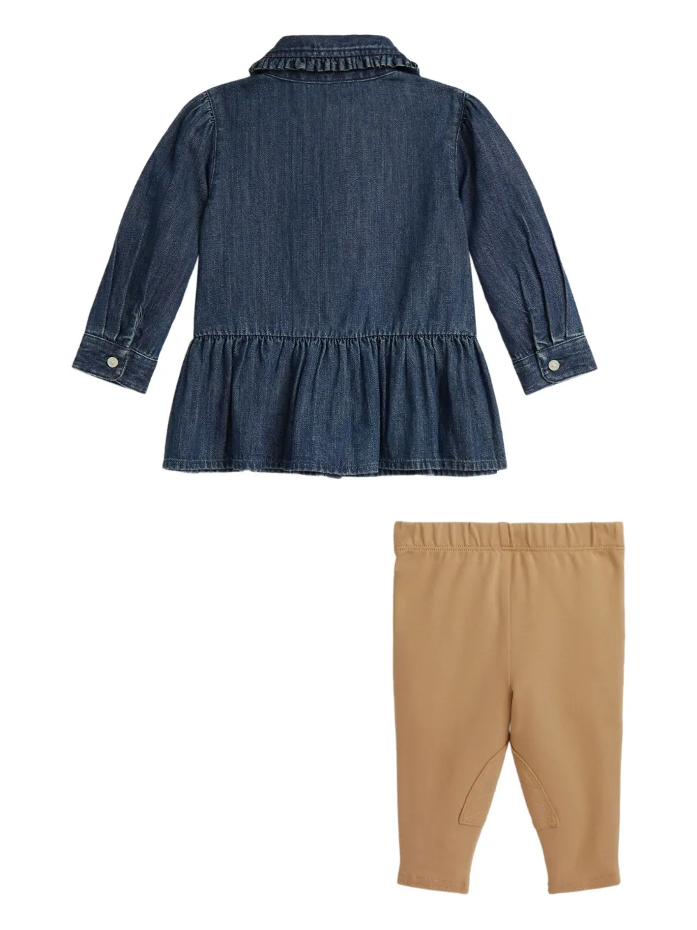 POLO RALPH LAUREN KIDS ruffled denim shirt trousers set (pack of three) | Trouser Sets | Image 2