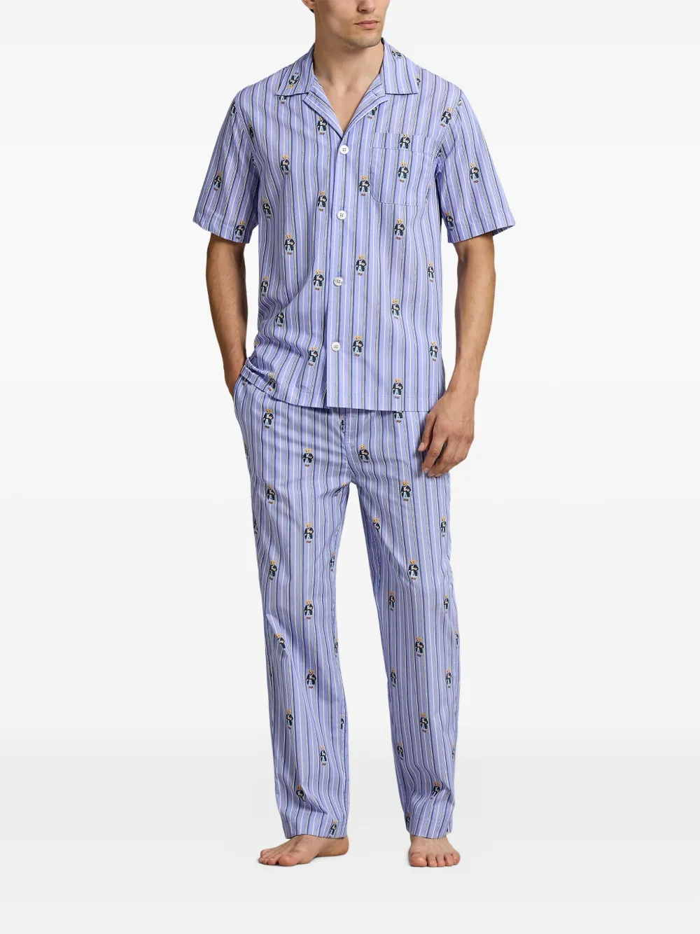 Polo Ralph Lauren Gestreepte slaaptop met beerprint Blauw