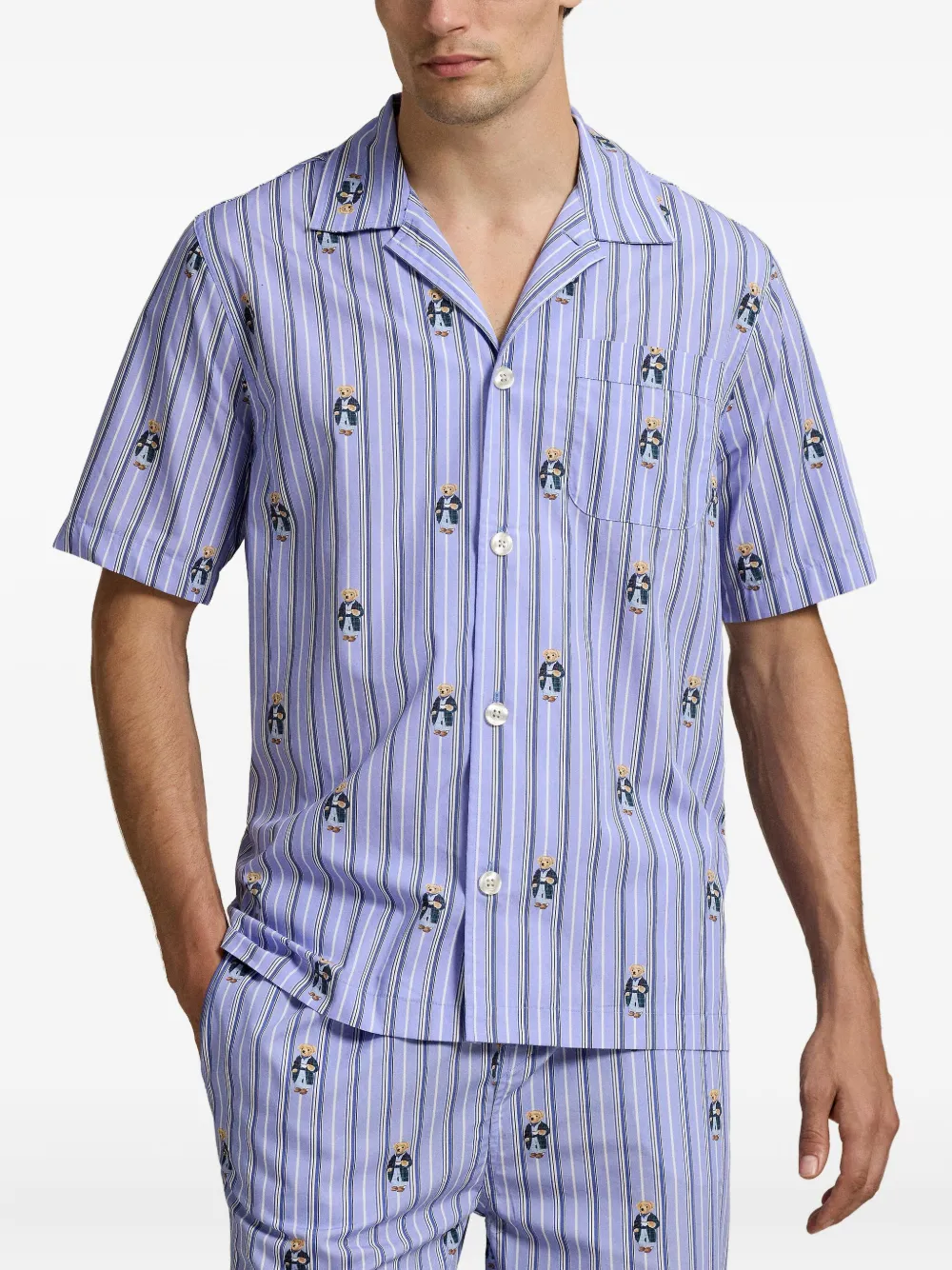 Polo Ralph Lauren Gestreepte slaaptop met beerprint Blauw