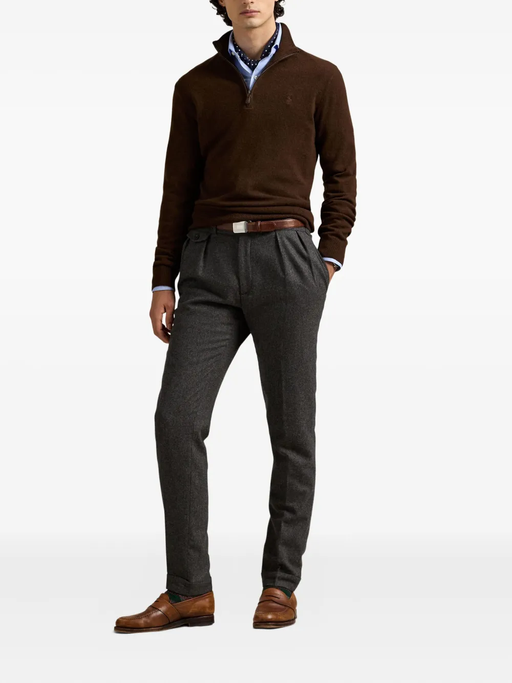 Polo Ralph Lauren Trui van merinowol met halve rits - Bruin