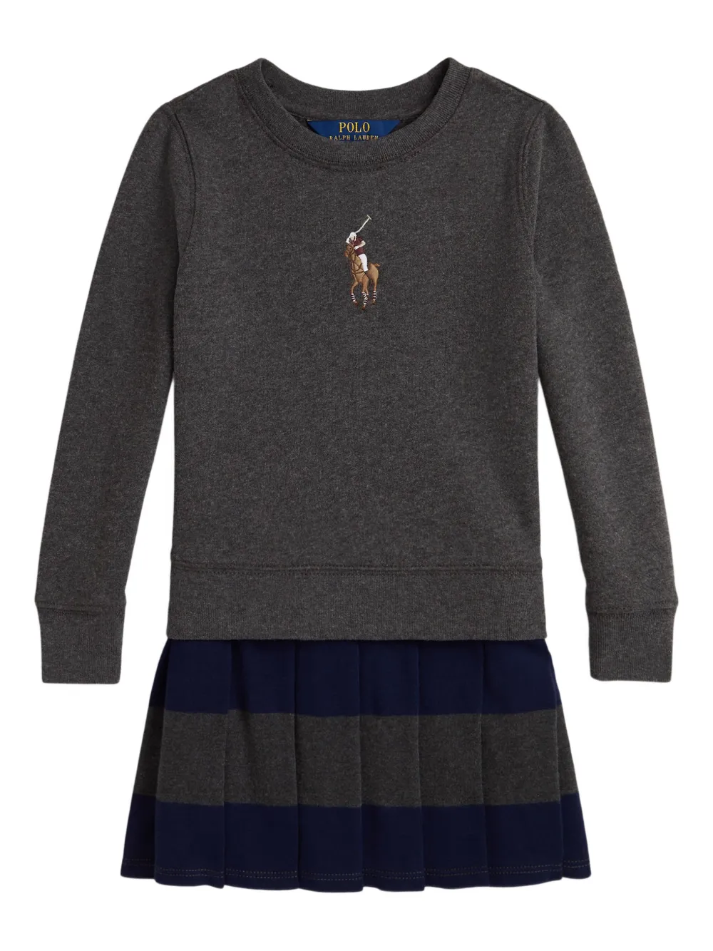 POLO RALPH LAUREN KIDS Geplooide jurk met ronde hals Zwart