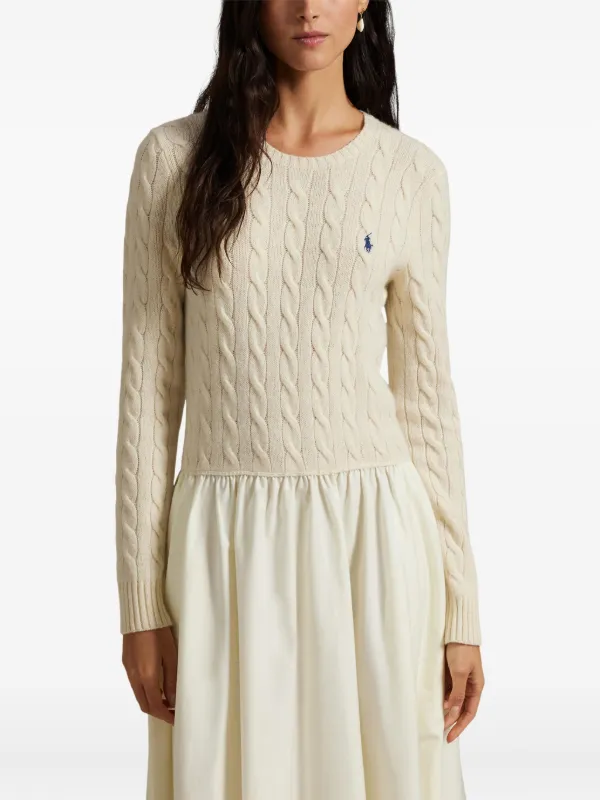 Polo Ralph Lauren cable-knit Flared Dress | Neutrals | FARFETCH
