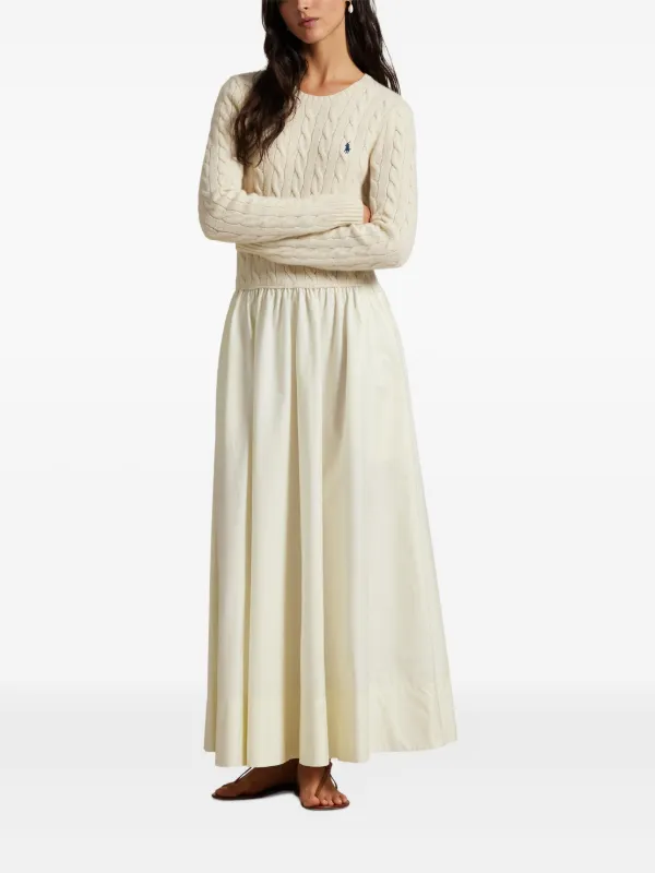 Polo Ralph Lauren cable-knit Flared Dress | Neutrals | FARFETCH Polo Ralph Lauren cable-knit Flared Dress | Neutrals | FARFETCH