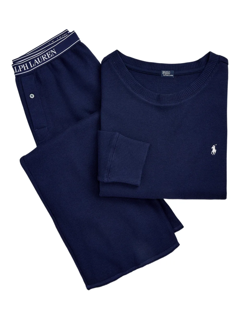 Polo Ralph Lauren Waffle-knit Pyjama Set In Blue