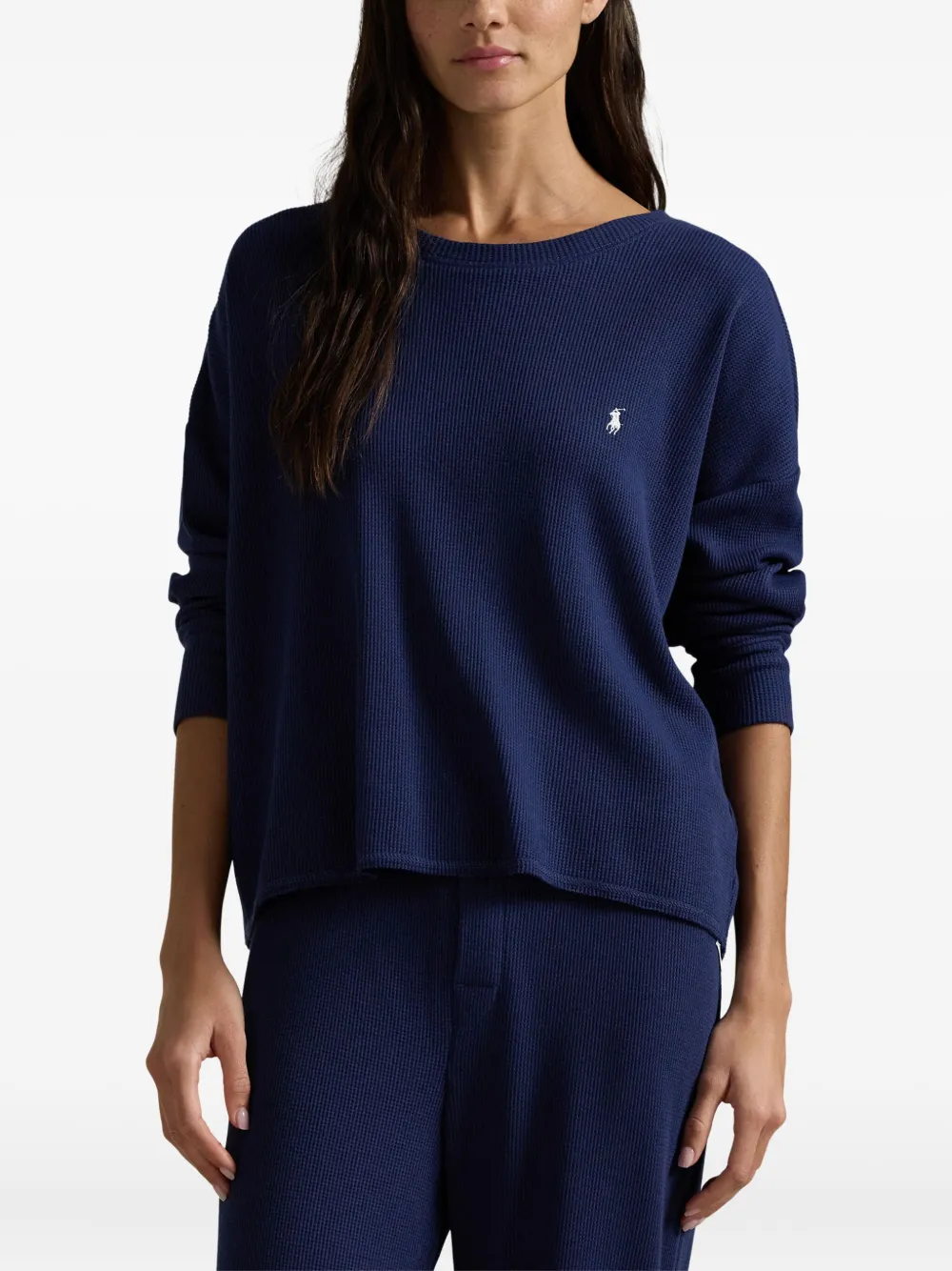 Polo Ralph Lauren Waffle-knit Pyjama Set In Blue