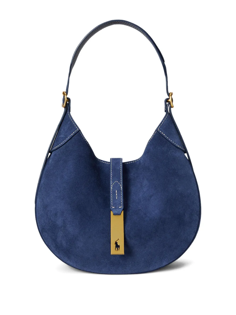 Polo Ralph Lauren mini Polo ID suede curved shoulder bag DARK JEAN