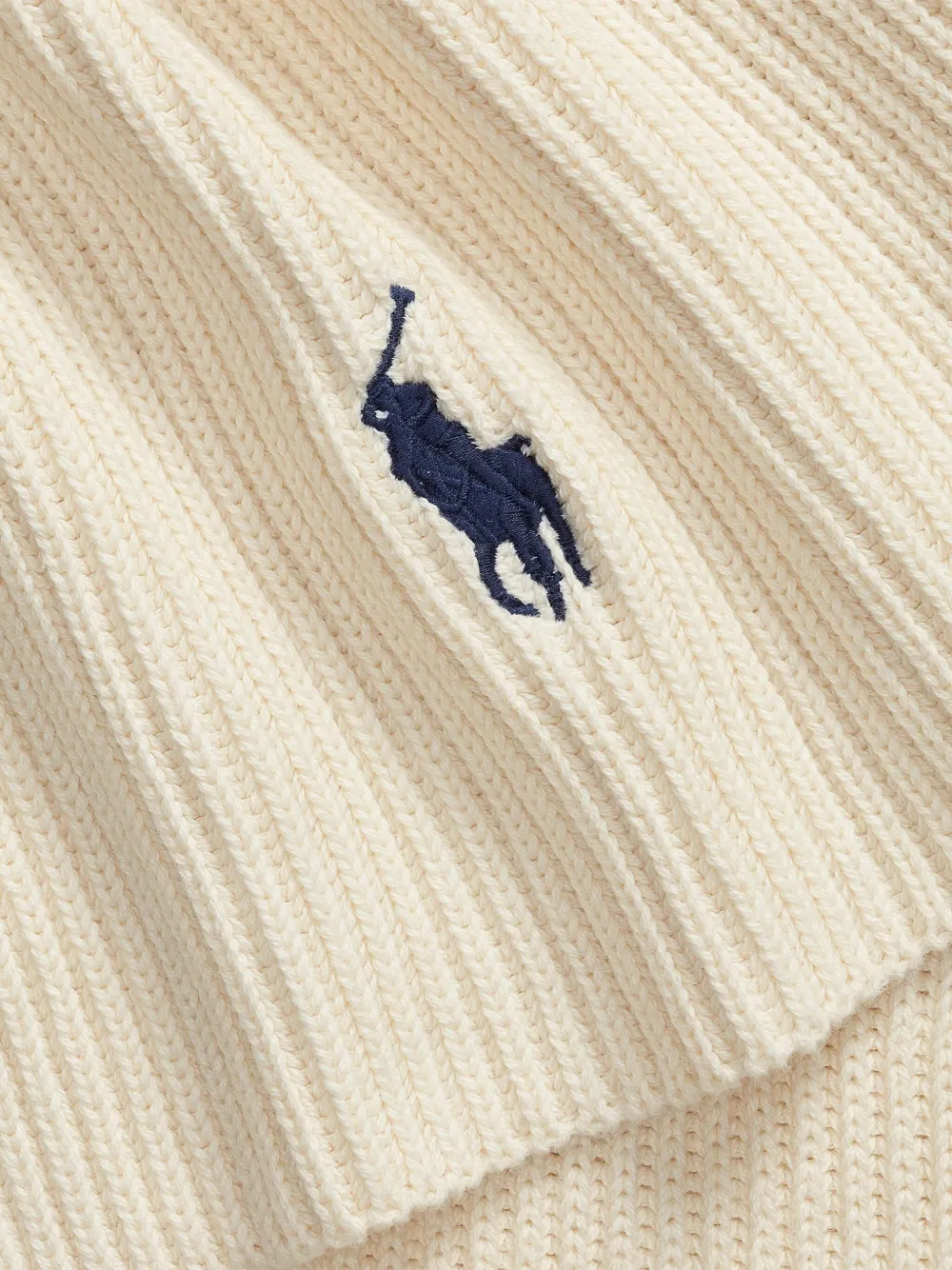 Polo Ralph Lauren Ribbed Cotton Scarf In Neutral