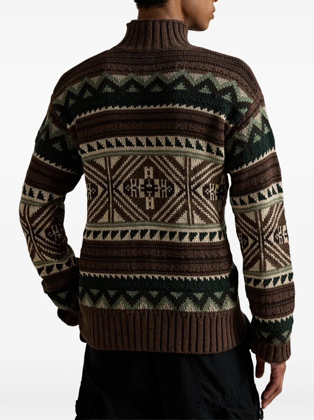 Polo Ralph Lauren Geometric Cotton Blend Sweater In Brown