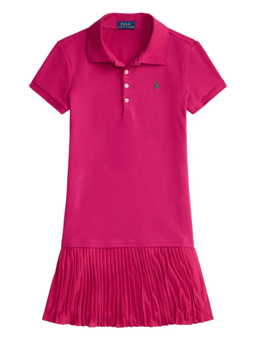 Polo Ralph Lauren Big Girls Pleated Stretch Mesh Polo Dress In Pink